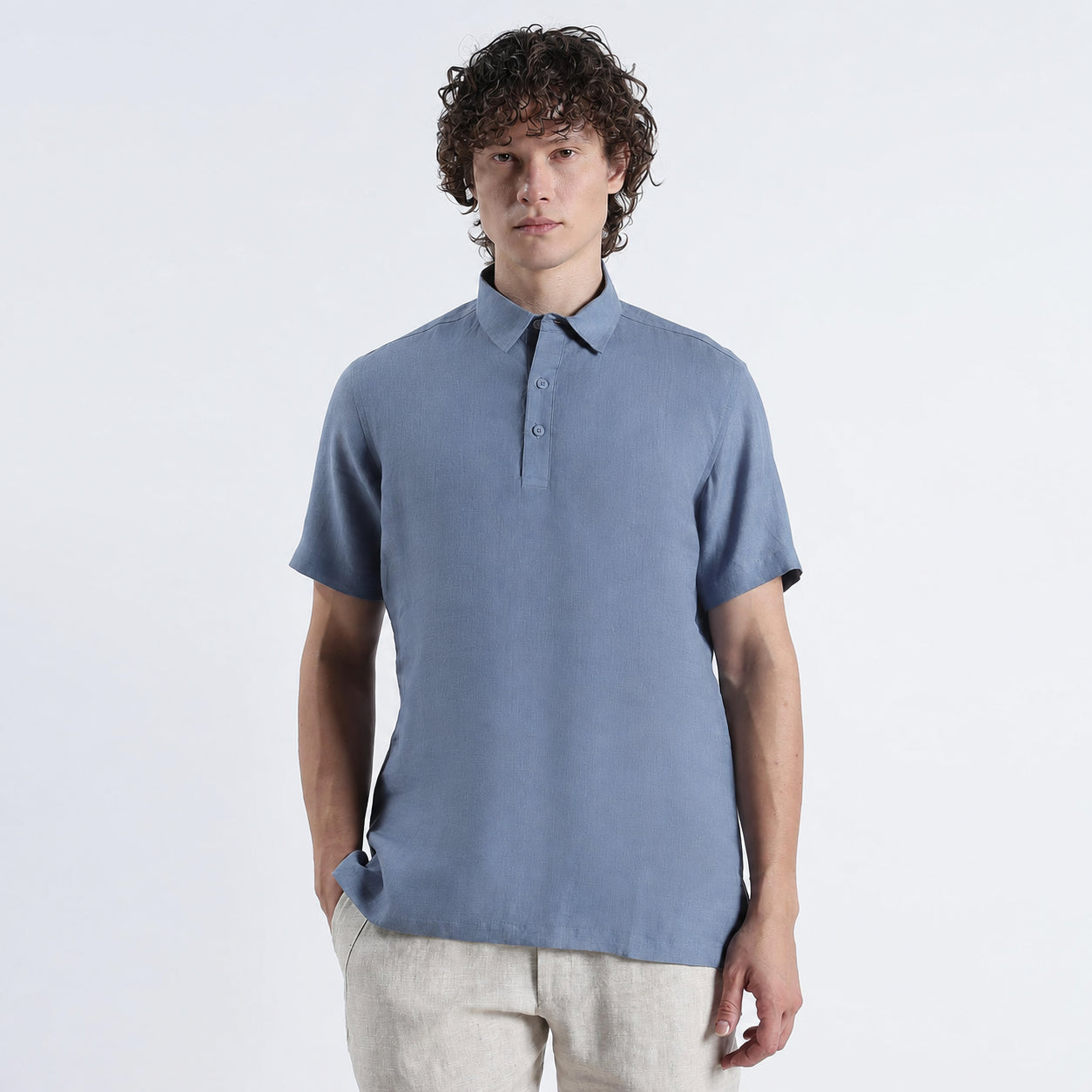 Shawshank – Premium Linen Polo Shirt – Steel Blue