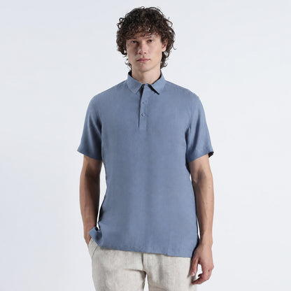 Shawshank – Premium Linen Polo Shirt – Steel Blue