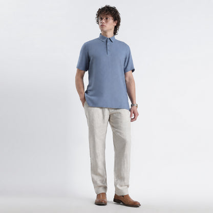 Shawshank – Premium Linen Polo Shirt – Steel Blue