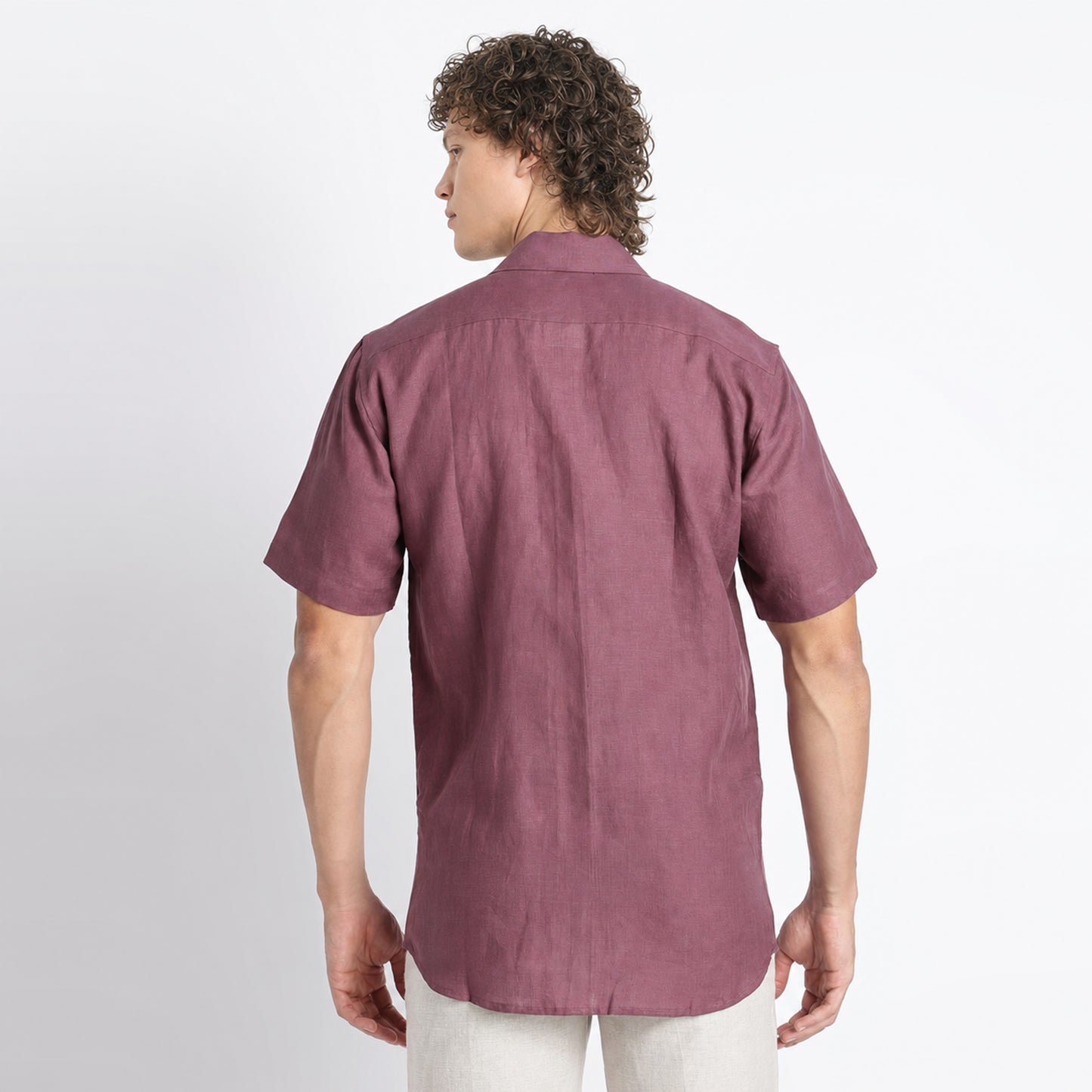 Riviera – Resort Collar Linen Shirt – Wine