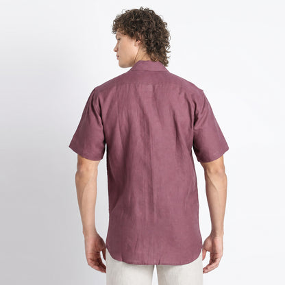 Riviera – Resort Collar Linen Shirt – Wine
