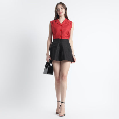 Akira – Structured Mini Linen Skirt – Noiré