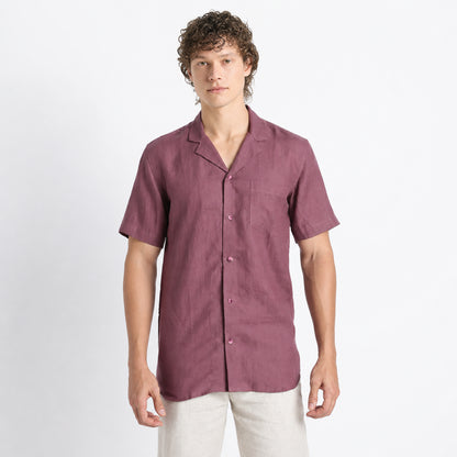 Riviera – Resort Collar Linen Shirt – Wine