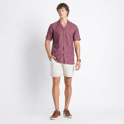 Riviera – Resort Collar Linen Shirt – Wine