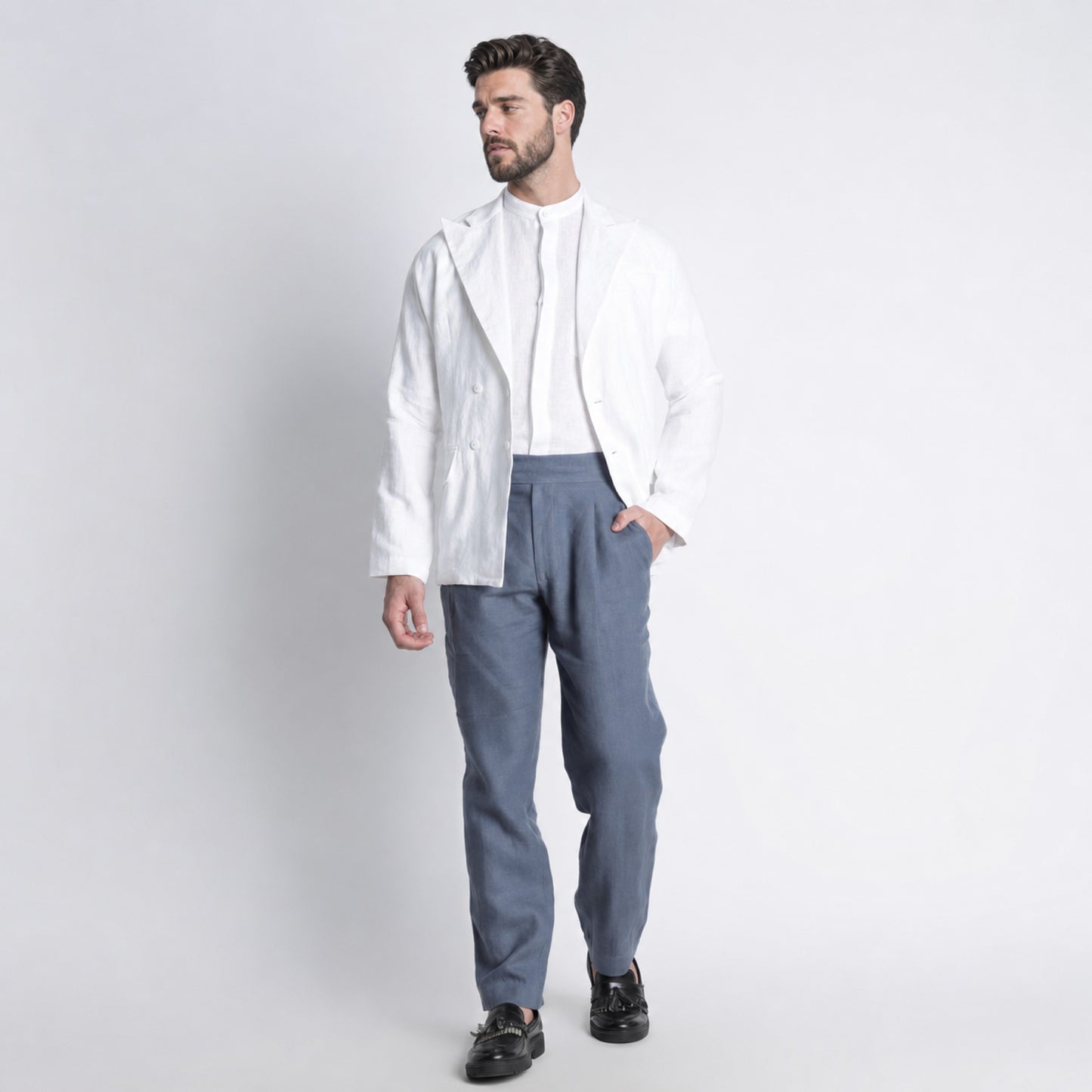 Regent – Tailored Gurkha Linen Trousers – Pacific