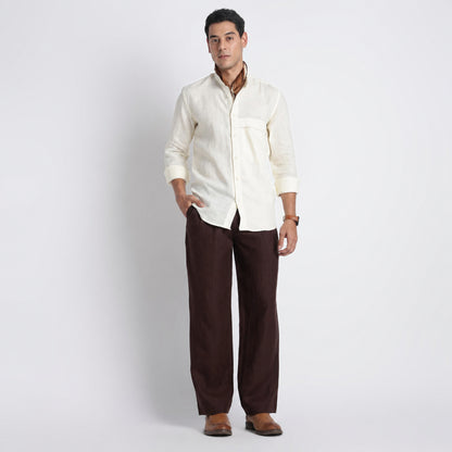 Odin - Korean Luxury Men's Band Collar Stylized Shirt - Butter