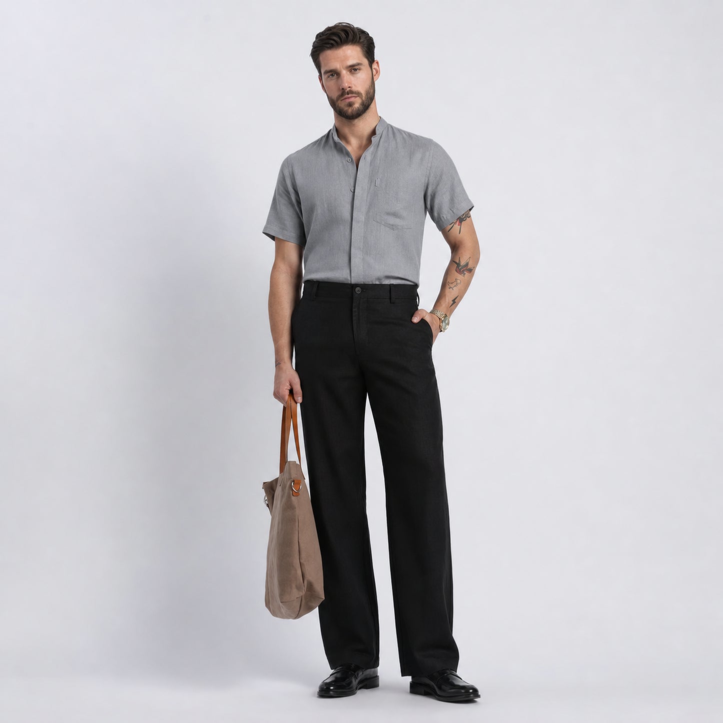 Beijing – Luxury Classic Straight Fit Pure Linen Trousers – Noiré