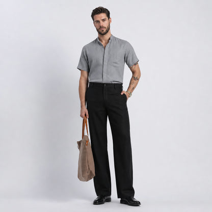 Beijing – Luxury Classic Straight Fit Pure Linen Trousers – Noiré