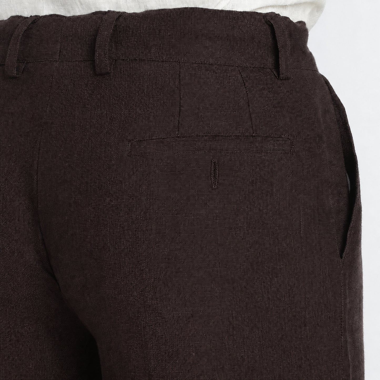 Busan – Luxury Pleated Straight Fit Pure Linen Trousers – Coffee