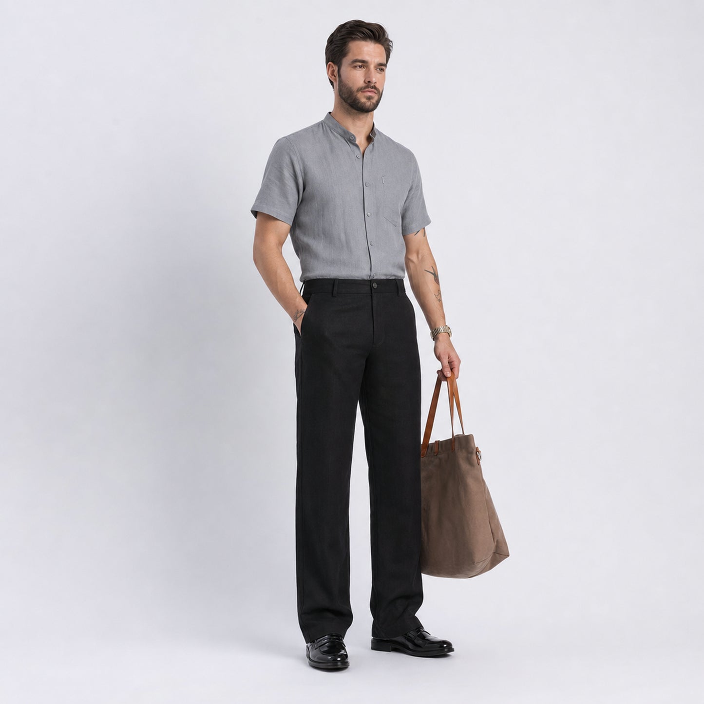 Beijing – Luxury Classic Straight Fit Pure Linen Trousers – Noiré