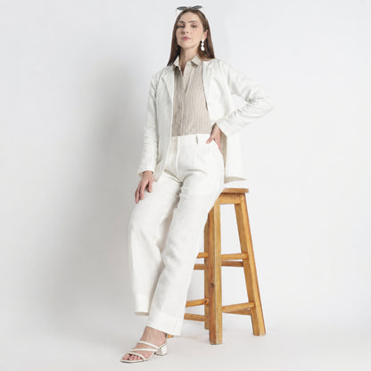Summit – Pleated Wide-Leg Linen Trousers – Ivory