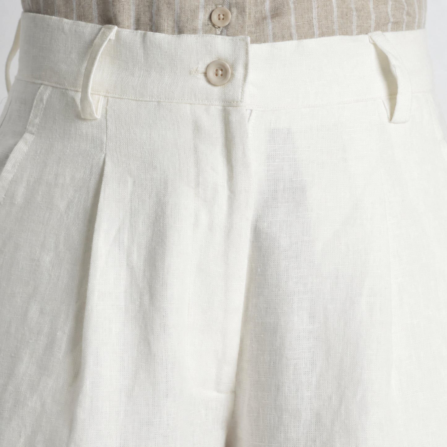 Summit – Pleated Wide-Leg Linen Trousers – Ivory
