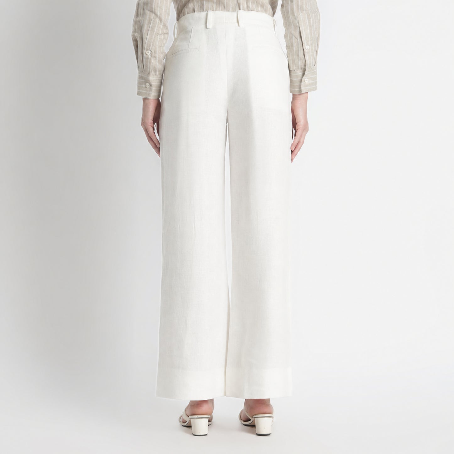 Summit – Pleated Wide-Leg Linen Trousers – Ivory