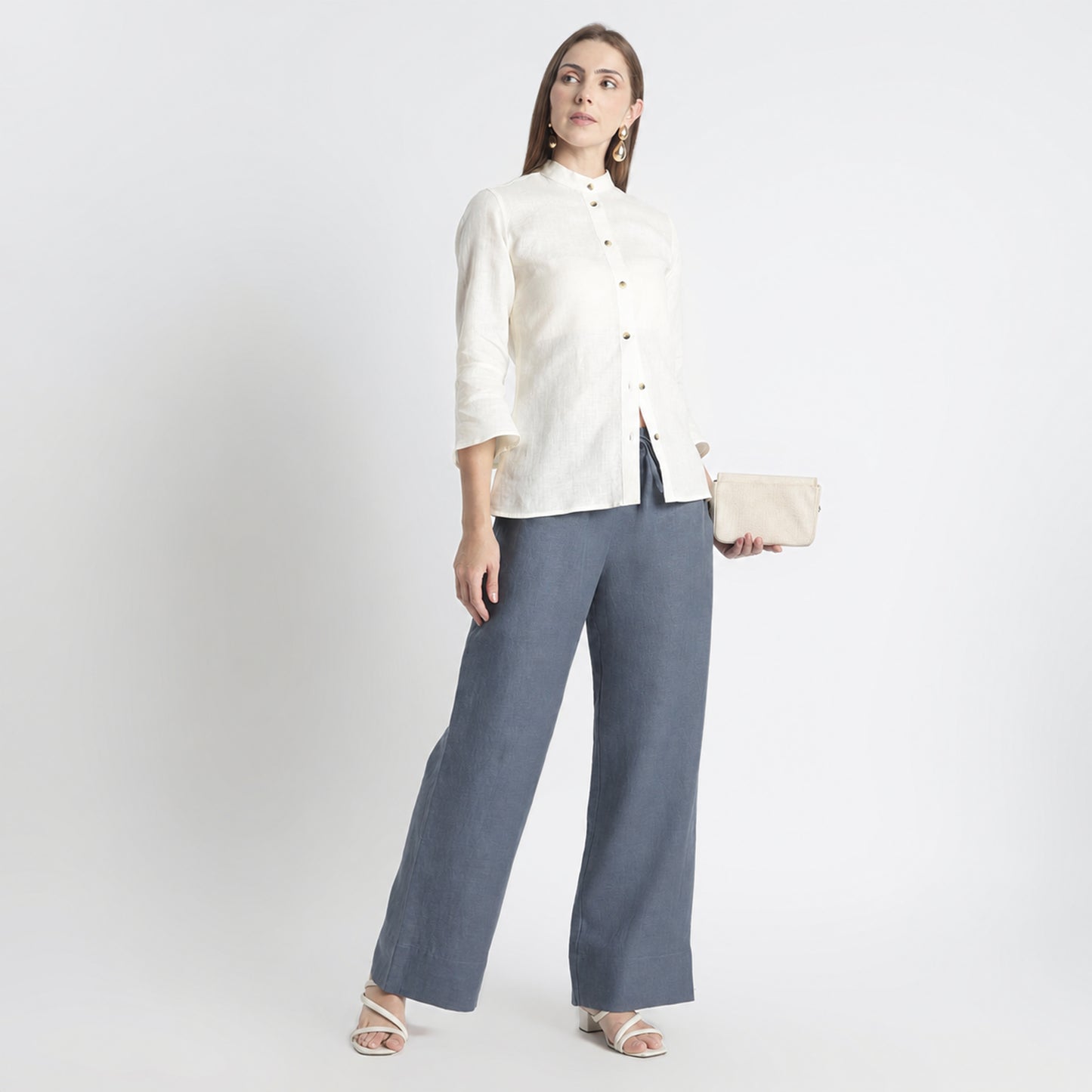 Sarah – Relaxed Drawstring Linen Lounge Pants – Pacific