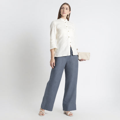 Sarah – Relaxed Drawstring Linen Lounge Pants – Pacific