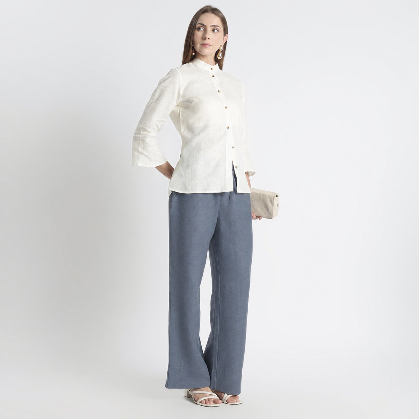 Sarah – Relaxed Drawstring Linen Lounge Pants – Pacific