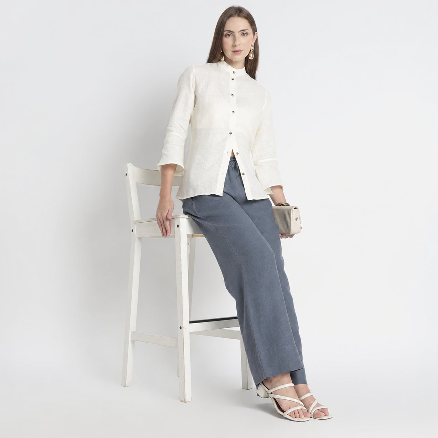 Sarah – Relaxed Drawstring Linen Lounge Pants – Pacific