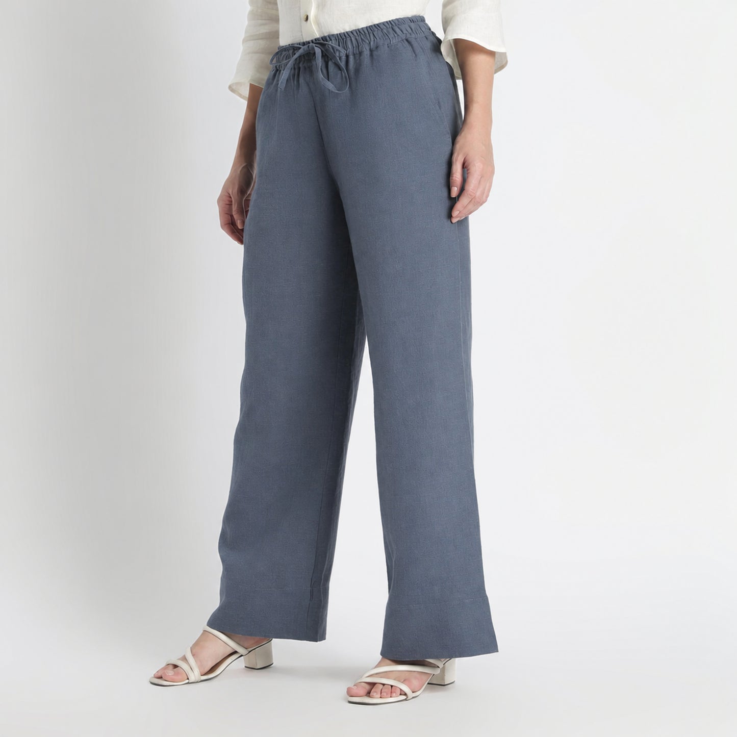 Sarah – Relaxed Drawstring Linen Lounge Pants – Pacific