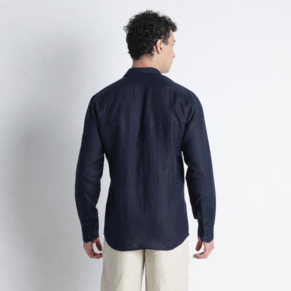 Serpent – Premium Shawl Collar Linen Shirt – Indigo