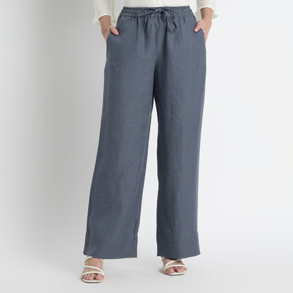 Sarah – Relaxed Drawstring Linen Lounge Pants – Pacific