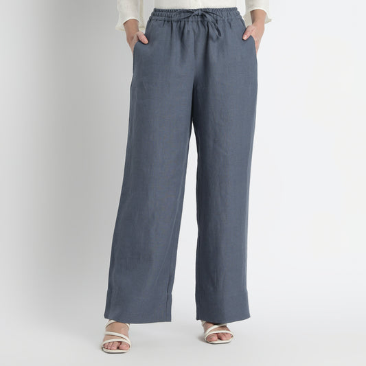 Sarah – Relaxed Drawstring Linen Lounge Pants – Pacific
