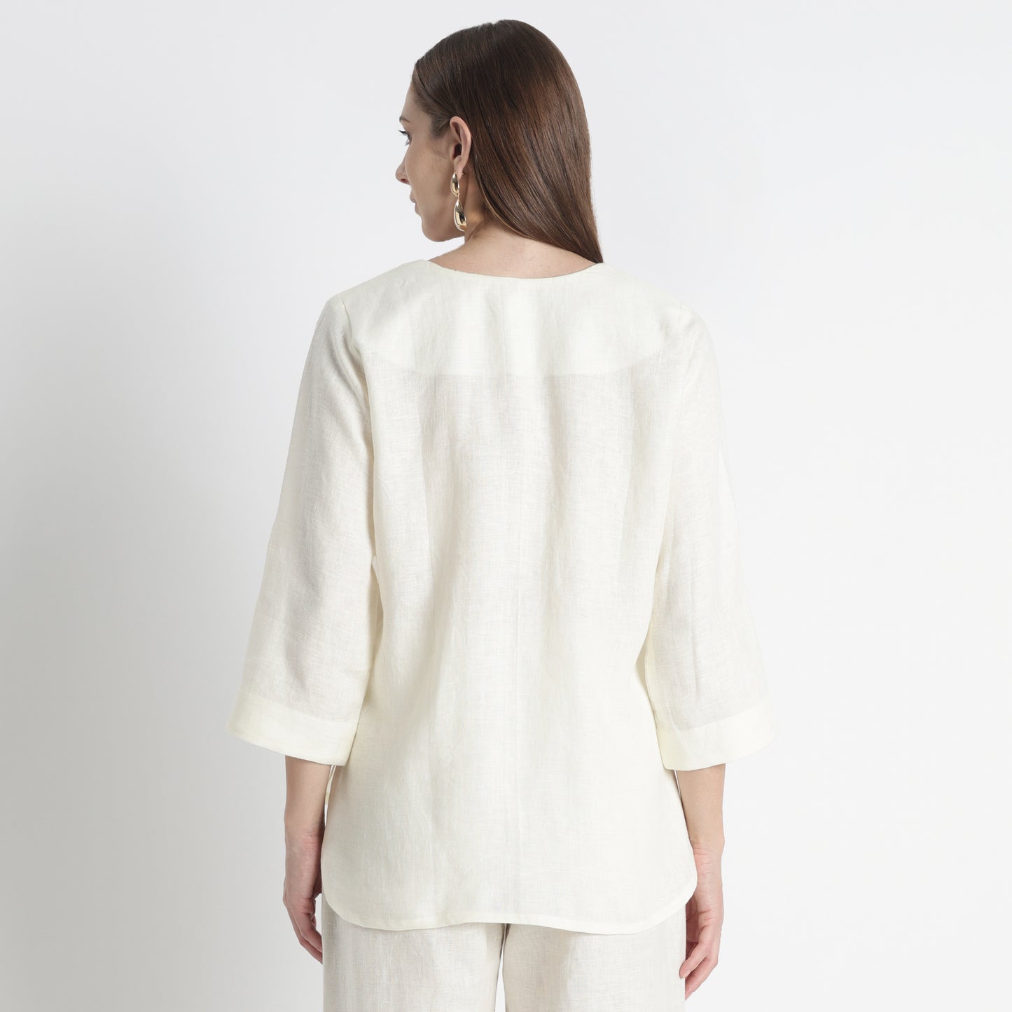 Gadot – Premium Concealed Placket Linen Shirt – Ivory