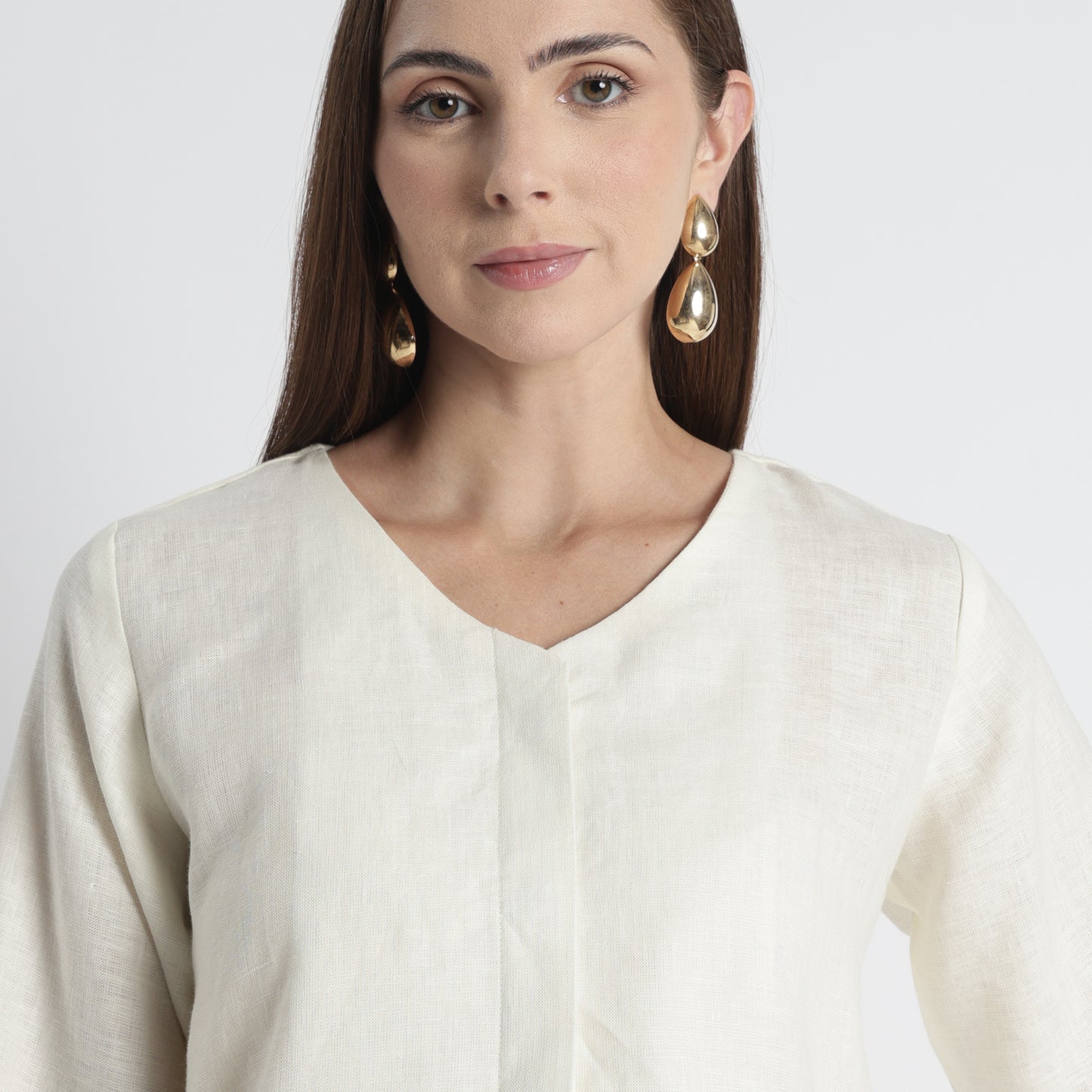 Gadot – Premium Concealed Placket Linen Shirt – Ivory