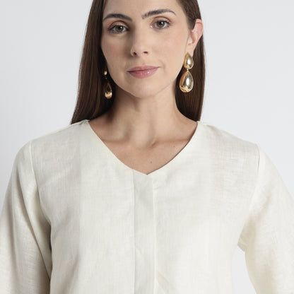 Gadot – Premium Concealed Placket Linen Shirt – Ivory