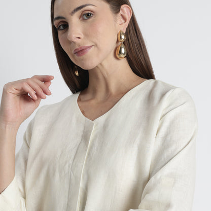 Gadot – Premium Concealed Placket Linen Shirt – Ivory