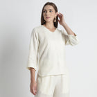 Gadot – Premium Concealed Placket Linen Shirt – Ivory