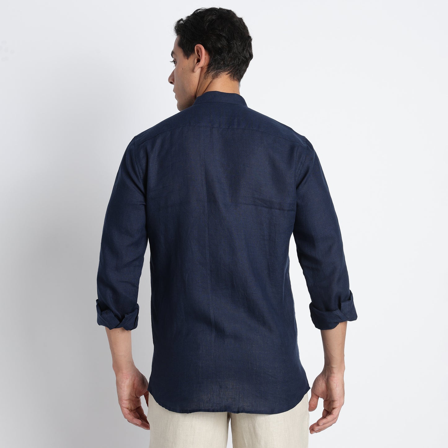 Odin - Korean Luxury Men's Band Collar Stylized Shirt - Indigo