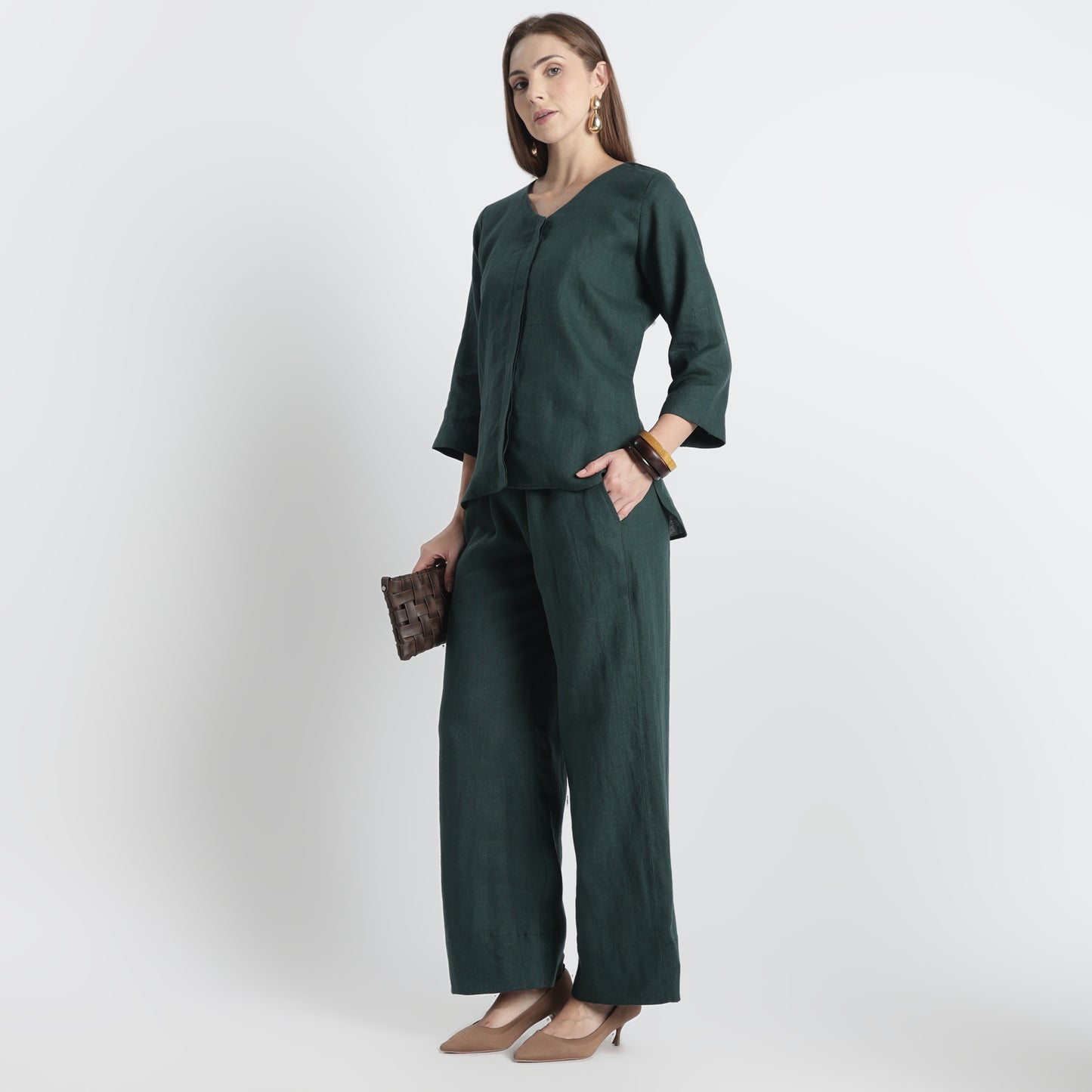 Gadot – Premium Concealed Placket Linen Shirt – Heron