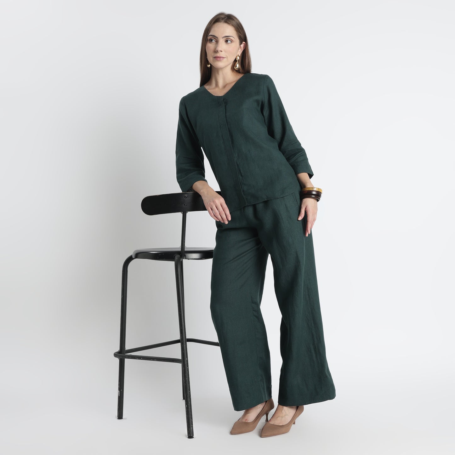 Gadot – Premium Concealed Placket Linen Shirt – Heron