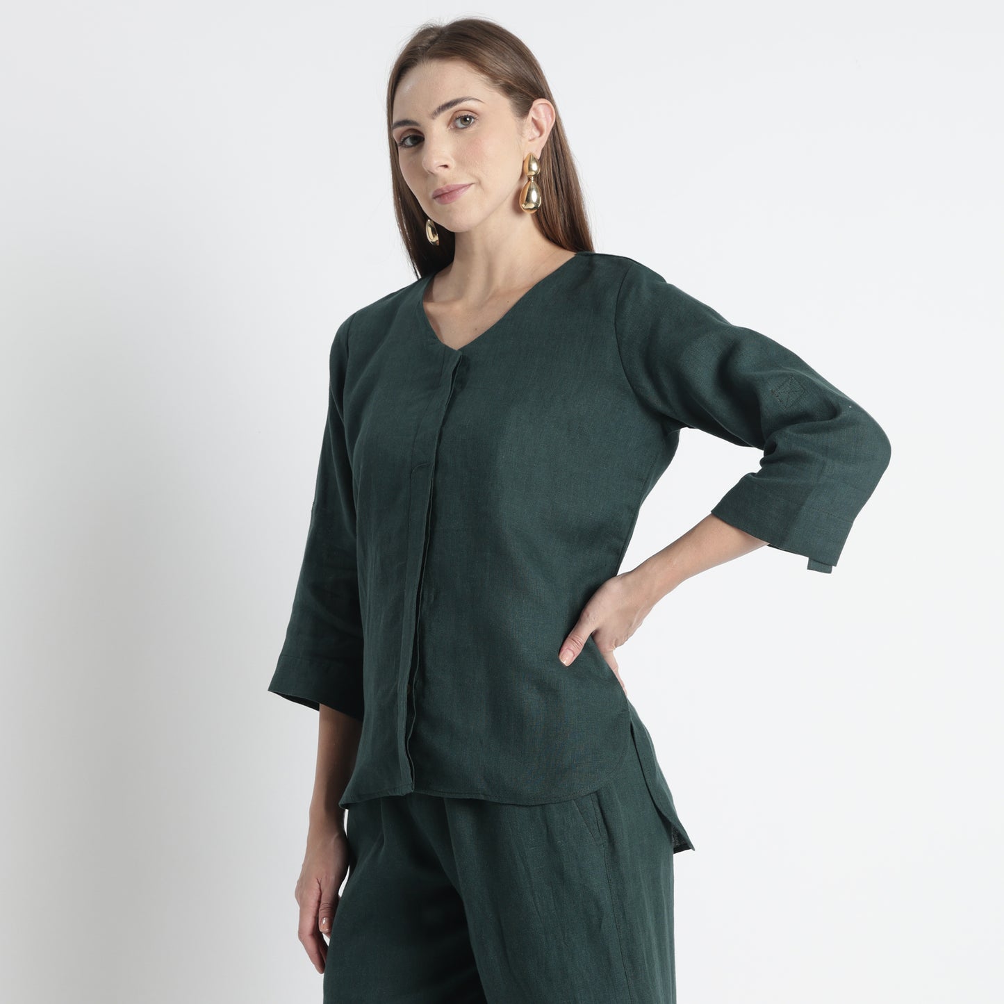 Gadot – Premium Concealed Placket Linen Shirt – Heron