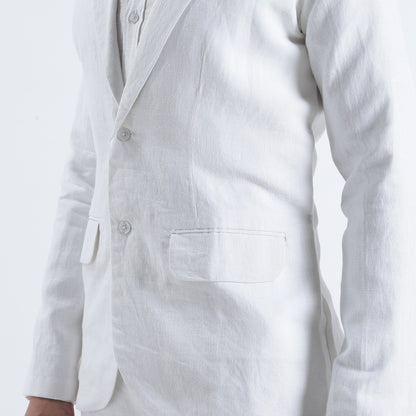 Senor – Luxury Tailored 25 Lea Pure Linen Blazer – Blanc