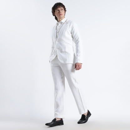 Senor – Luxury Tailored 25 Lea Pure Linen Blazer – Blanc