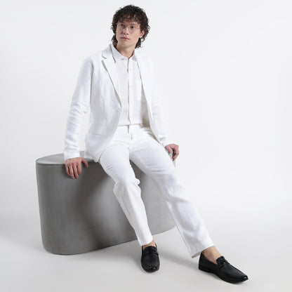 Senor – Luxury Tailored 25 Lea Pure Linen Blazer – Blanc