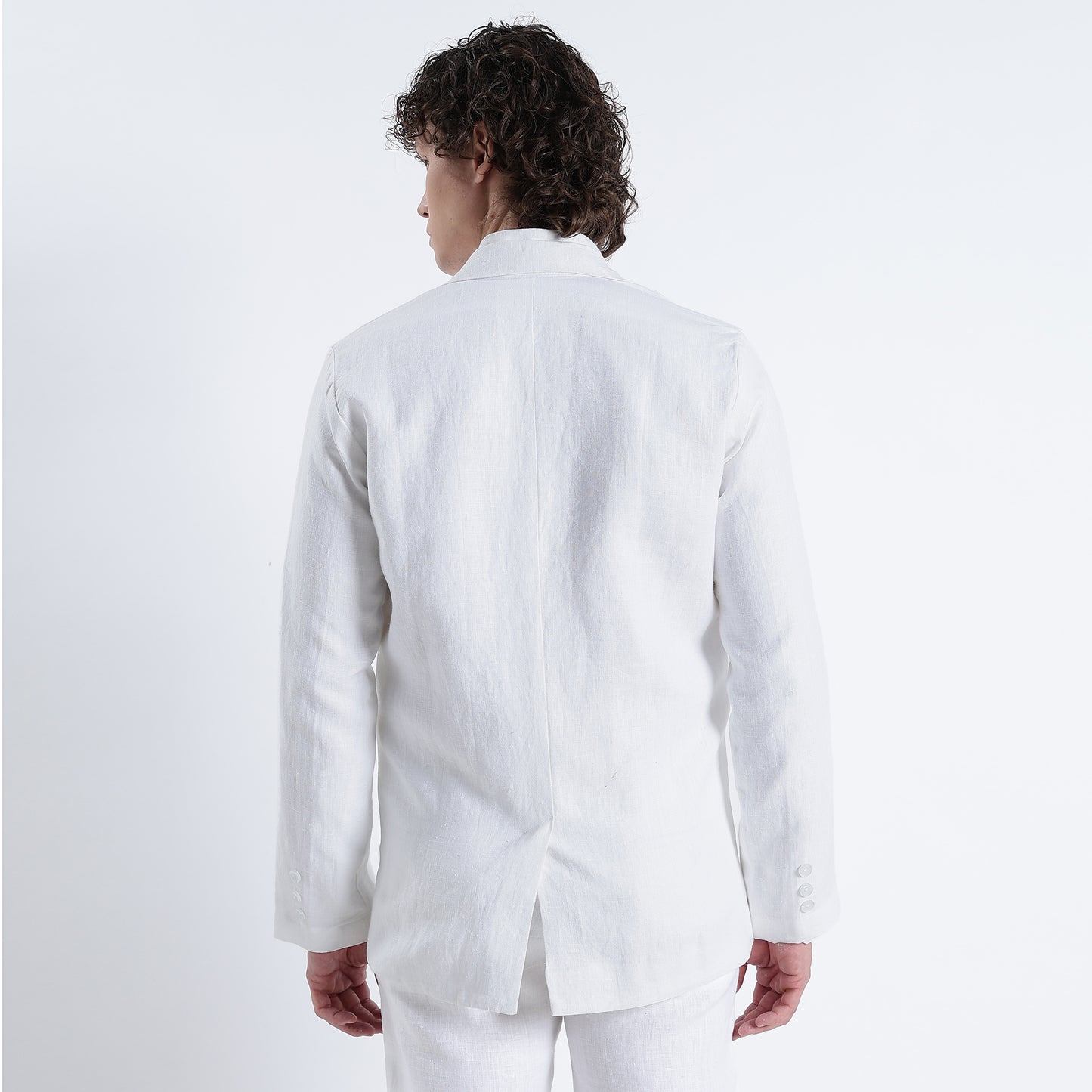 Valen – Luxury Double-Breasted 25 Lea Pure Linen Blazer – Blanc