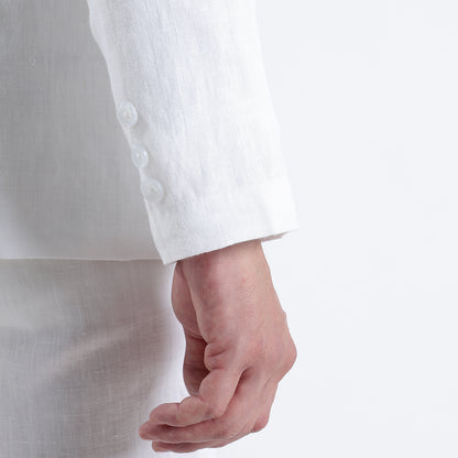 Valen – Luxury Double-Breasted 25 Lea Pure Linen Blazer – Blanc