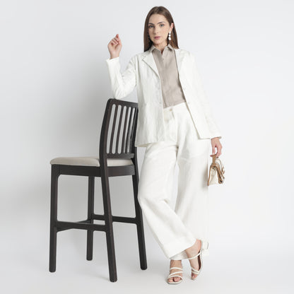 Belucci – Tailored Notch Lapel Linen Blazer – Ivory