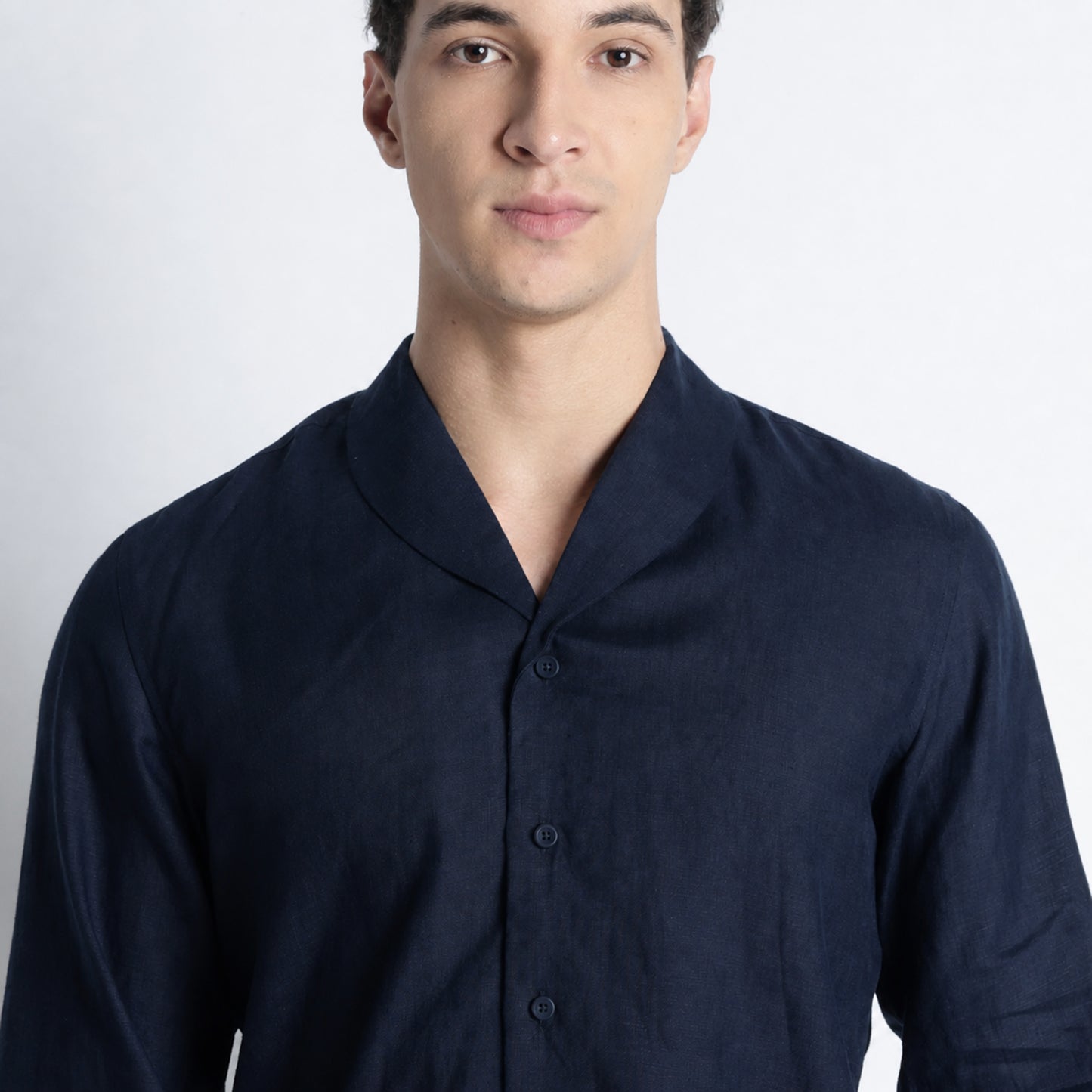 Serpent – Premium Shawl Collar Linen Shirt – Indigo
