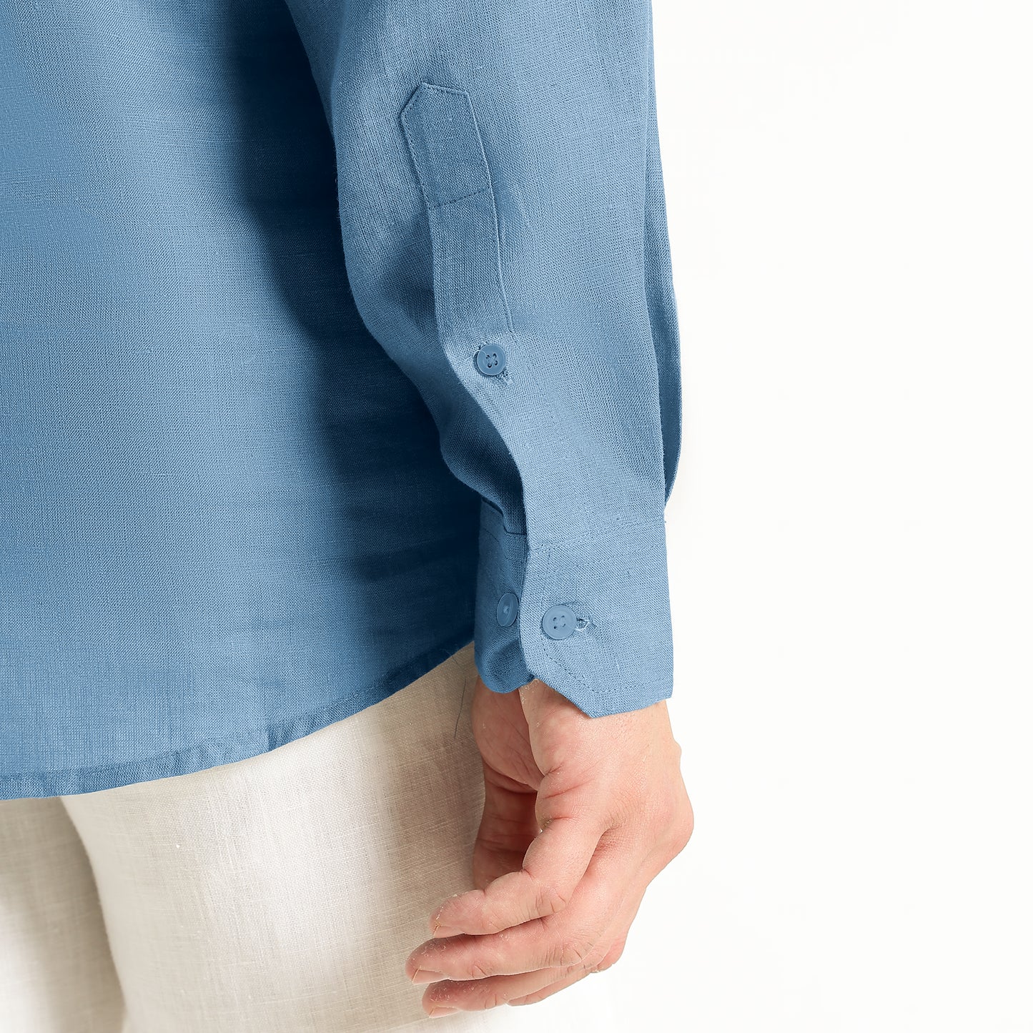 Zaffiro – Premium Half-Placket Linen Shirt – Steel Blue