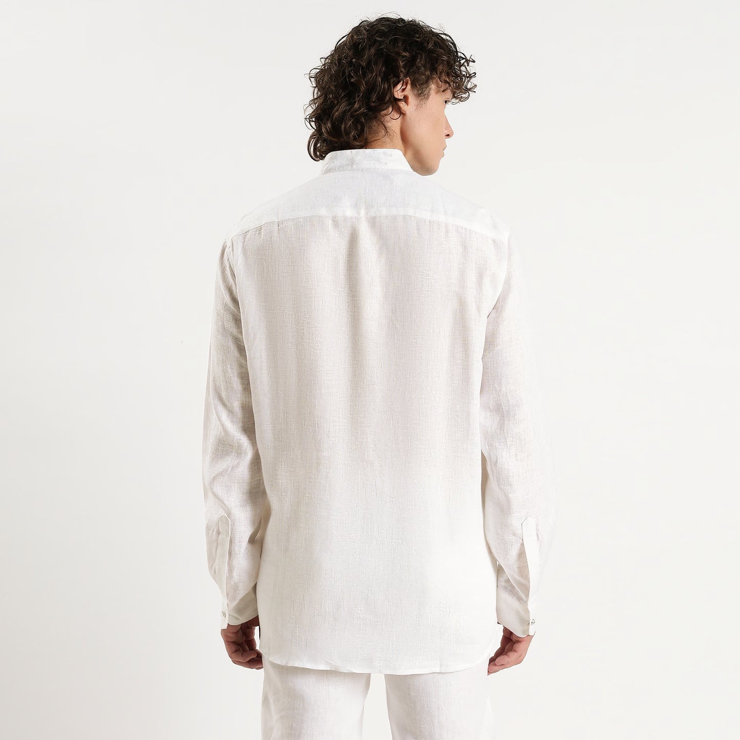 Symbol – Snowflake Embroidered Linen Shirt – Blanc
