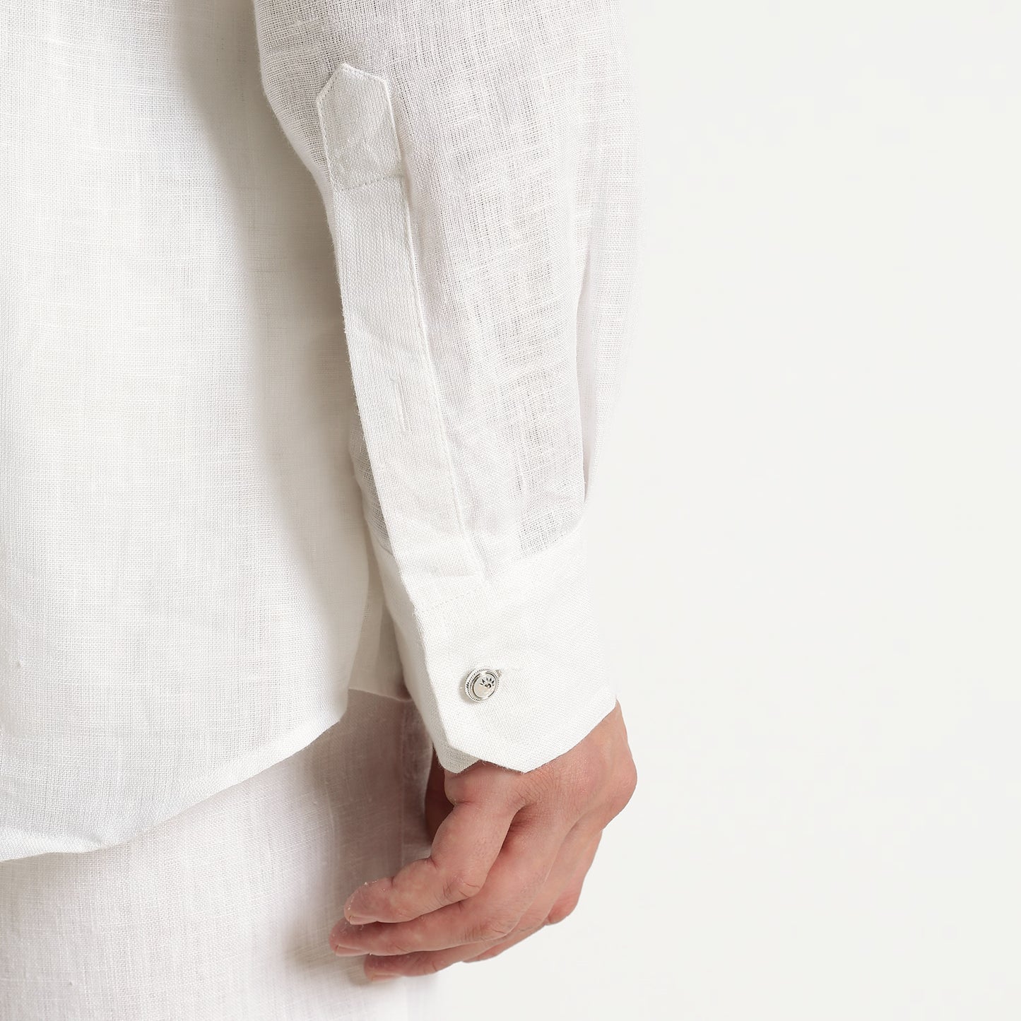 Symbol – Snowflake Embroidered Linen Shirt – Blanc