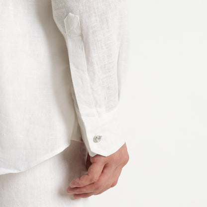 Symbol – Snowflake Embroidered Linen Shirt – Blanc