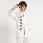 Symbol – Snowflake Embroidered Linen Shirt – Blanc