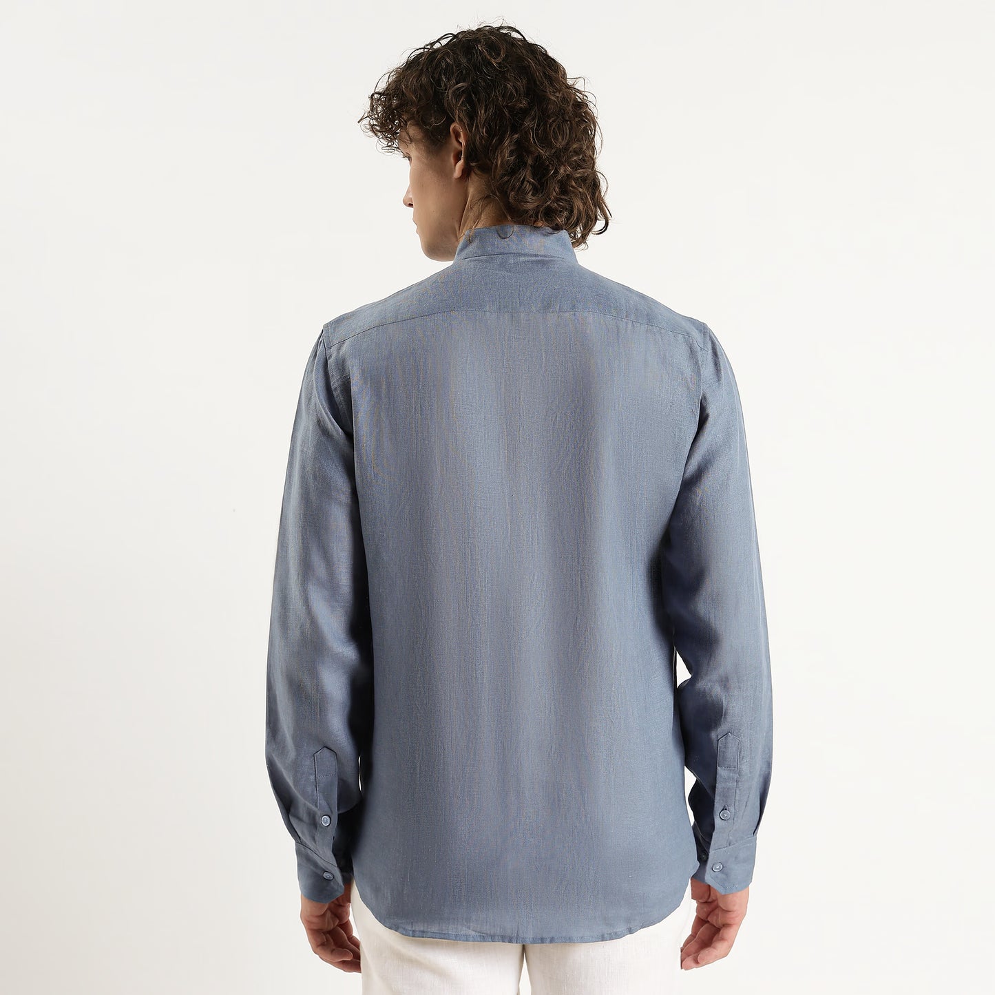 Lume – Premium Tulip Overlay Linen Shirt – Steel Blue