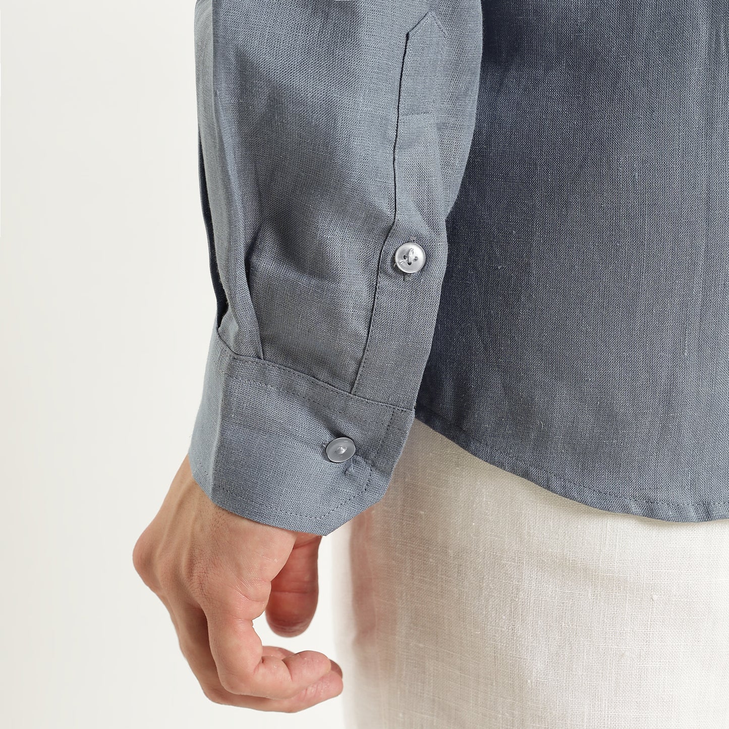 Lume – Premium Tulip Overlay Linen Shirt – Steel Blue