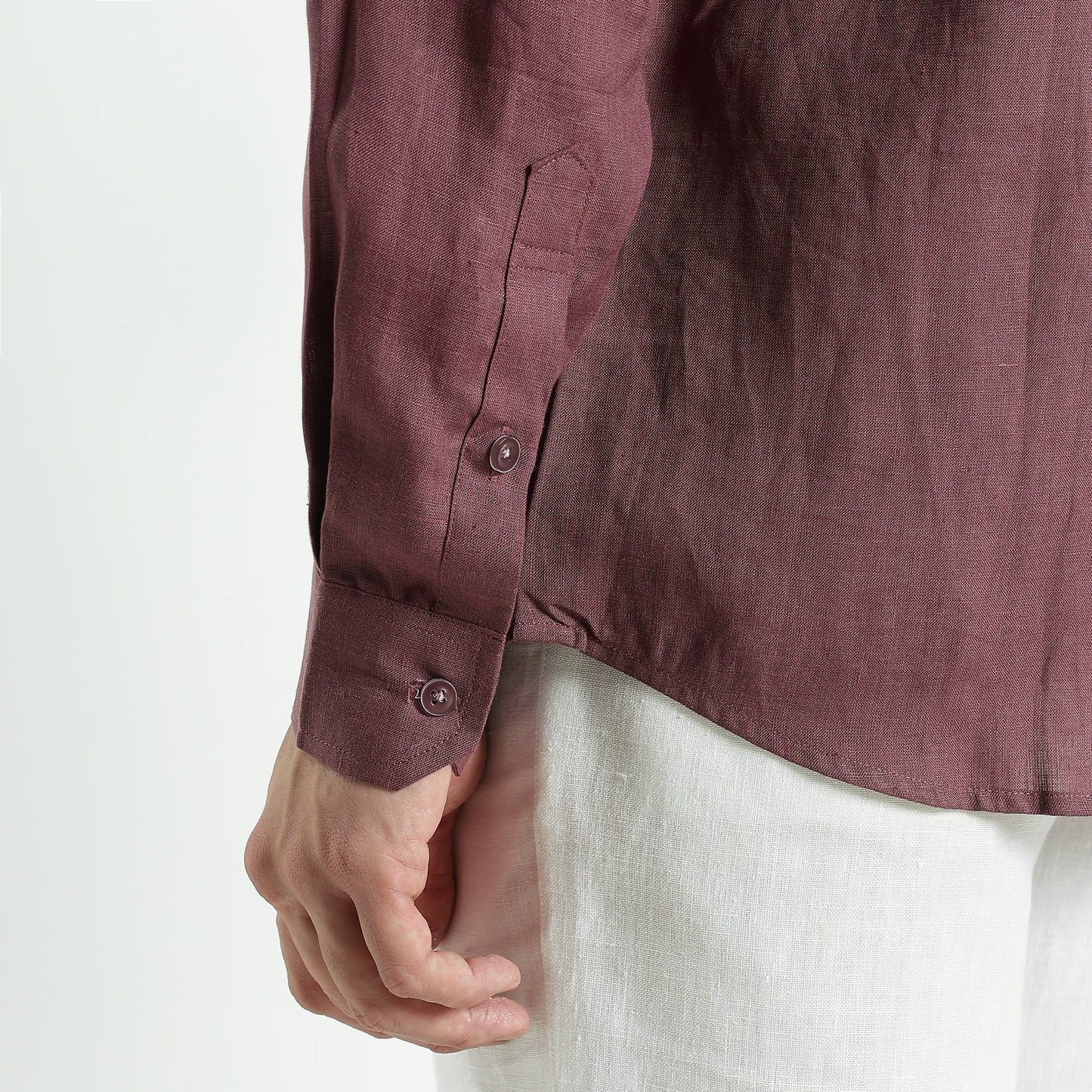 Vino – Premium High Collar Linen Shirt – Wine