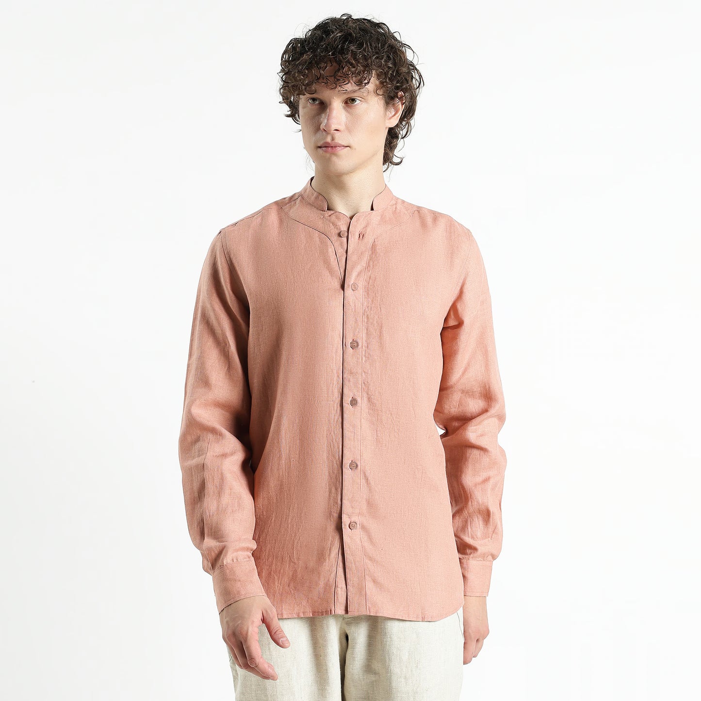 Ruvido – Premium Curved Yoke Linen Shirt – Clay